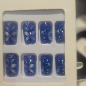 Blue Floral Nail Art Set